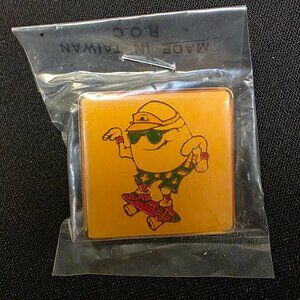 Vintage 1980s California Fresh Eggs Skateboard Advertising Enamel Lapel Pin